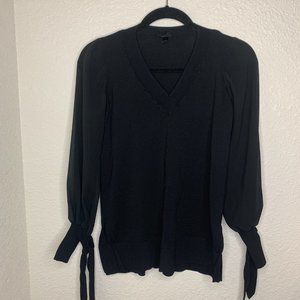 TOPSHOP V Neck Sweater with Chiffon Sheer Sleeves Size 4